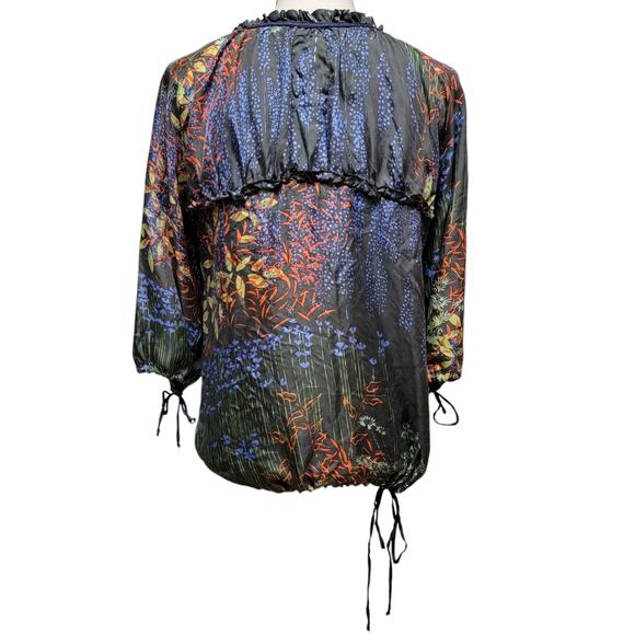 Johnny Was Floral Blouse Womens Sz S Green Multi Silk Pintuck Bohemian Boho Top‎ - Picture 7 of 9